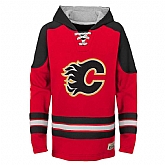 Calgary Flames Red Men's Customized All Stitched Hooded Sweatshirt